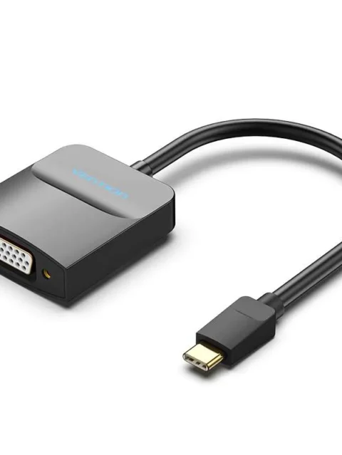 Vention Type-C To VGA Adapter- 0.5M , Black ABS Type, VGA resolution up to 1920*1080@60hz