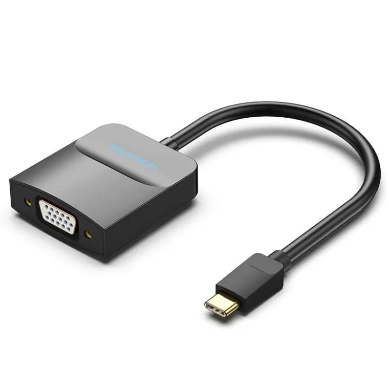 Vention Type-C To VGA Adapter- 0.5M , Black ABS Type, VGA resolution up to 1920*1080@60hz