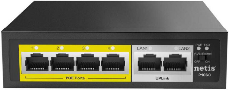 Netis P106C 4-POE+2 Uplink Fast POE Ethernet Switch